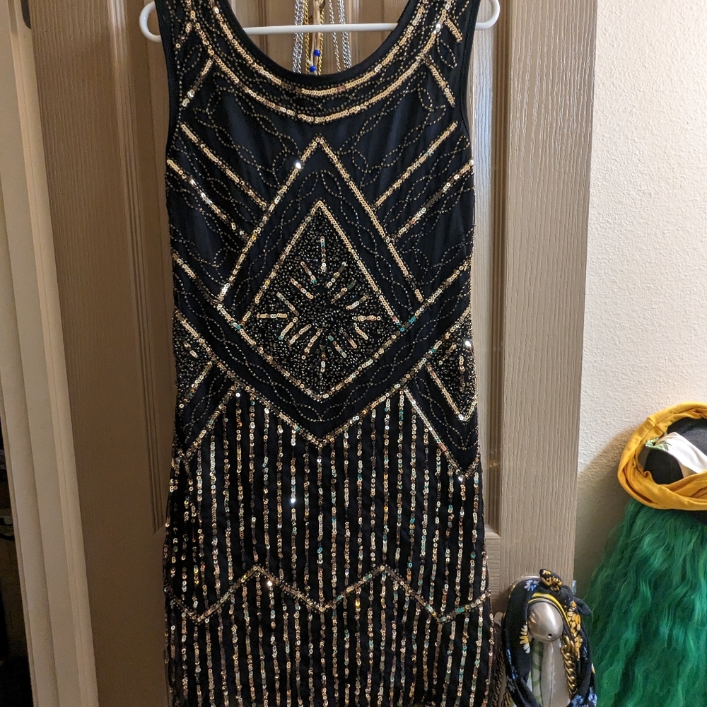 Gold and black party dress